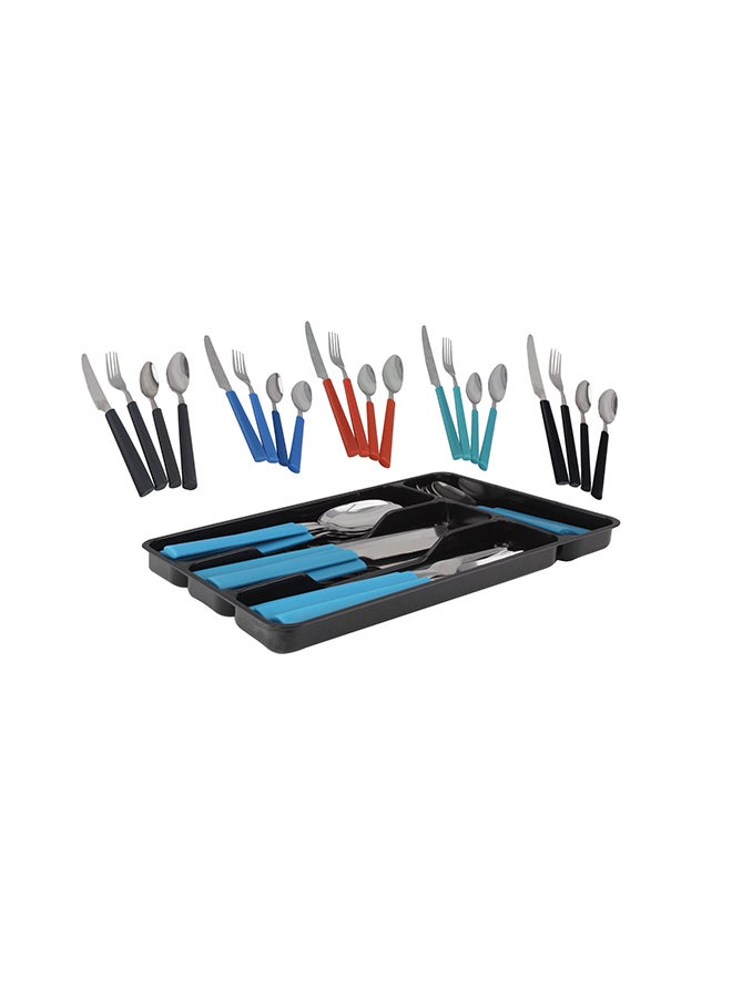 Berger 25-Piece Stainless Steel Cutlery Set Includes Knives, Spoons, Forks, Teaspoons, Tableware Box Blue - Image 3