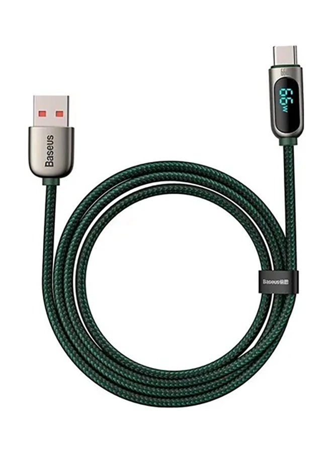 Baseus USB to Type C 66W Digital Display Fast Charging Data Cable 6A 2m Green - Image 1
