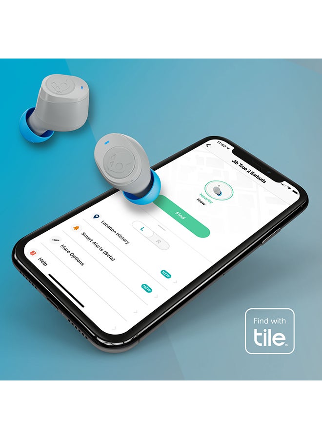 Skullcandy - Jib True 2 Wireless Earbuds with Tile Finding Technology 33 Hours Total Battery IPX4 Sweat and Water Resistant Use Either Bud Solo Light Grey/Blue - Image 1