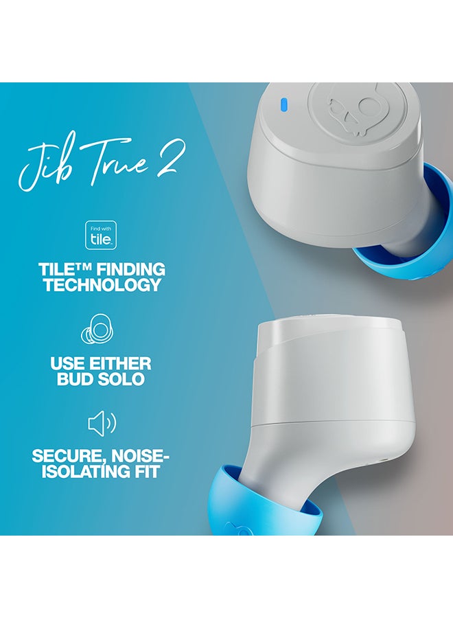 Skullcandy - Jib True 2 Wireless Earbuds with Tile Finding Technology 33 Hours Total Battery IPX4 Sweat and Water Resistant Use Either Bud Solo Light Grey/Blue - Image 1