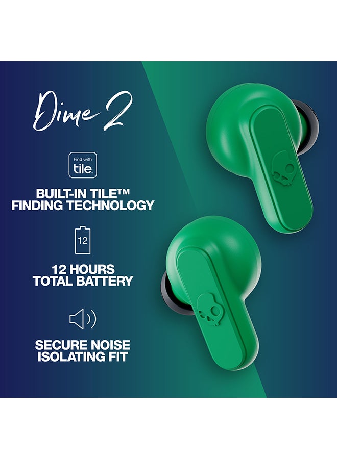 Skullcandy - Dime 2 True Wireless Earbuds with Tile Finding Technology 12 Hours Total Battery IPX4 Sweat and Water Resistant Secure Noise Isolating Fit Dark Blue/Green - Image 1