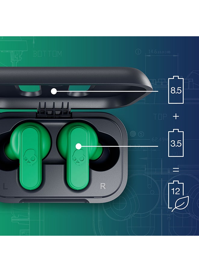 Skullcandy - Dime 2 True Wireless Earbuds with Tile Finding Technology 12 Hours Total Battery IPX4 Sweat and Water Resistant Secure Noise Isolating Fit Dark Blue/Green - Image 1