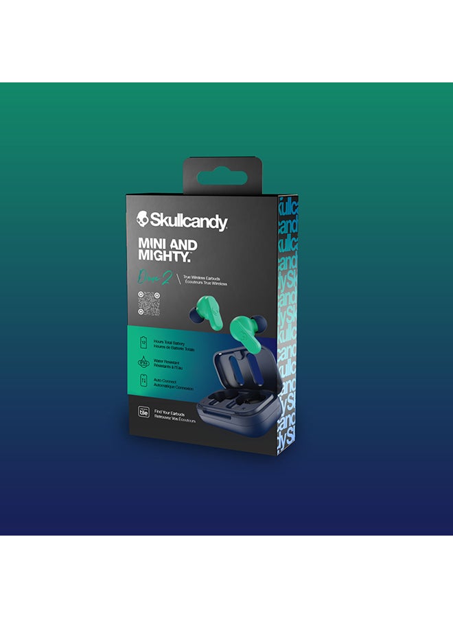 Skullcandy - Dime 2 True Wireless Earbuds with Tile Finding Technology 12 Hours Total Battery IPX4 Sweat and Water Resistant Secure Noise Isolating Fit Dark Blue/Green - Image 1