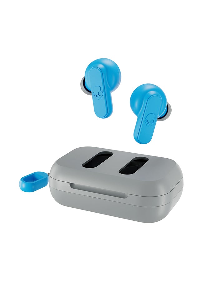 Skullcandy - Dime 2 True Wireless Earbuds with Tile Finding Technology 12 Hours Total Battery IPX4 Sweat and Water Resistant Secure Noise Isolating Fit Light Grey/Blue - Image 1
