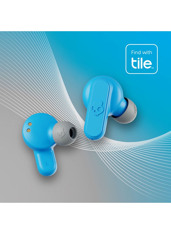 Skullcandy - Dime 2 True Wireless Earbuds with Tile Finding Technology 12 Hours Total Battery IPX4 Sweat and Water Resistant Secure Noise Isolating Fit Light Grey/Blue - Image 1