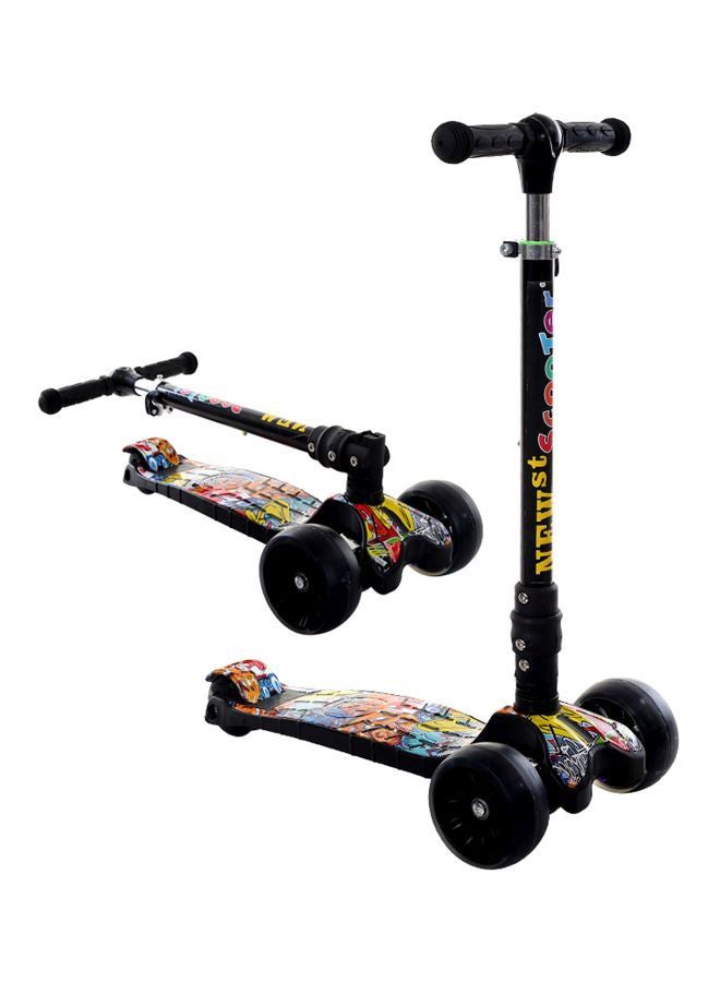 Cool Baby 3 Wheel Graffiti Foldable Kick Scooter With Flashing Wheels, DIA1198TY Black 56x63x27cm - Image 3