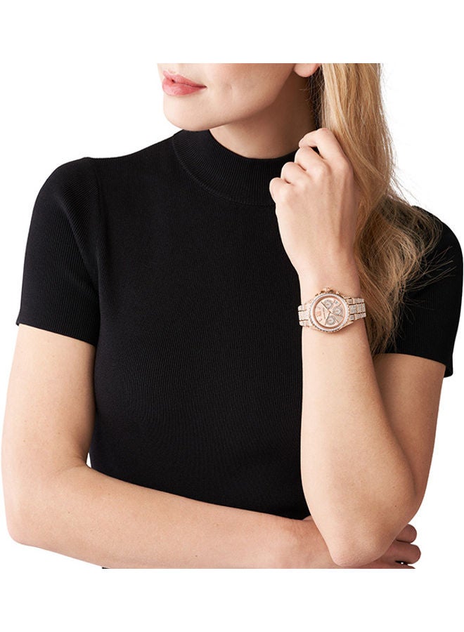 Michael Kors women Everest Stainless Steel Chronograph Wrist Watch MK7235-36mm-Rose Gold - Image 5