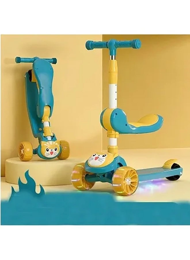 روك بو سكوتر دفع قابل للطي بارتفاع قابل للتعديل وعجلات بإضاءة LED وامضة مصنوعة من البولي يوريثان أصفر - Image 2