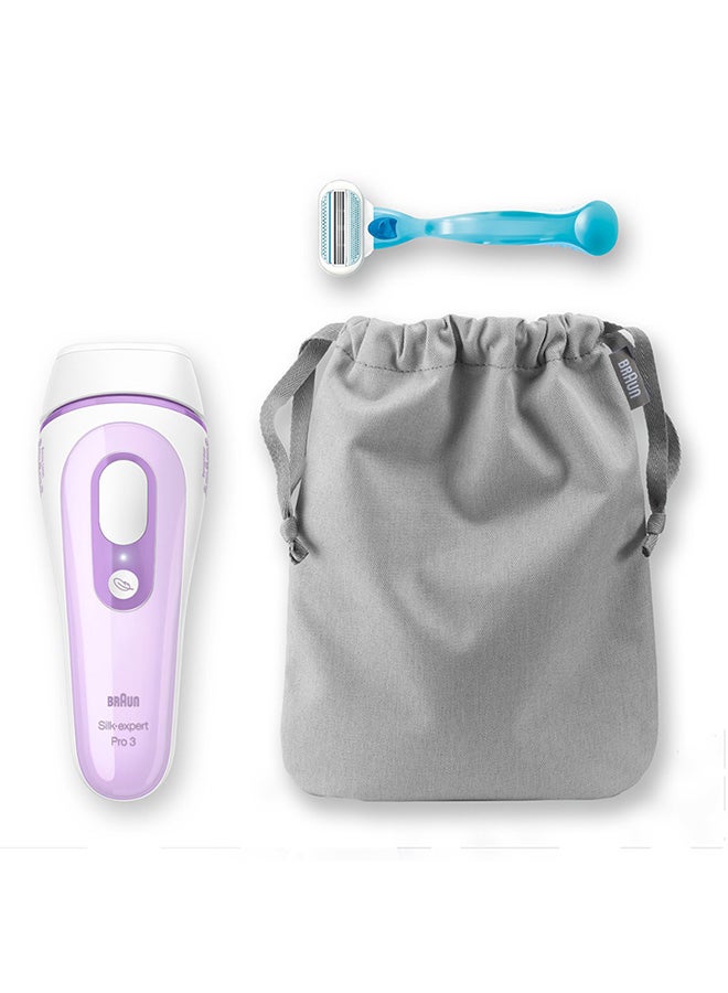 BRAUN Silk-Expert Pro 3  IPL 3011 laser Epilator For Women With Venus Shaver And Luxurious Bag White/Purple 500grams  - Image 1