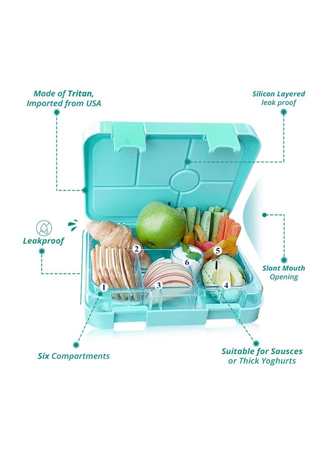 Eazy Kids Dinosaur Bento Lunch Box, 6 Compartment, Free Sandwich Cutter - Image 3