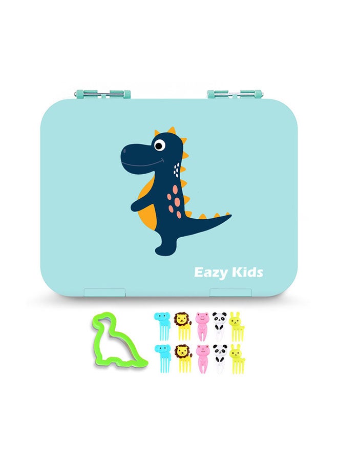 Eazy Kids Dinosaur Bento Lunch Box, 6 Compartment, Free Sandwich Cutter - Image 2