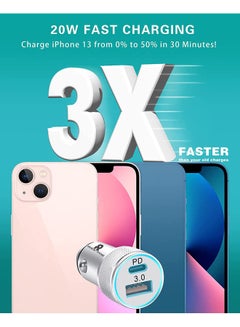 Rock Pow Apple MFi Certified Apple iPhone Fast Car Charger,38W Dual Port USB C Power Delivery All Metal Car Adapter with Lightning Cable, PD20/QC3.0 Car Quick Charging for iPhone/iPad/AirPods,Samsung Galaxy Note 20/10 S21/20/10,Huawei/Xiaomi/Google Pixel Silver  - Image 3