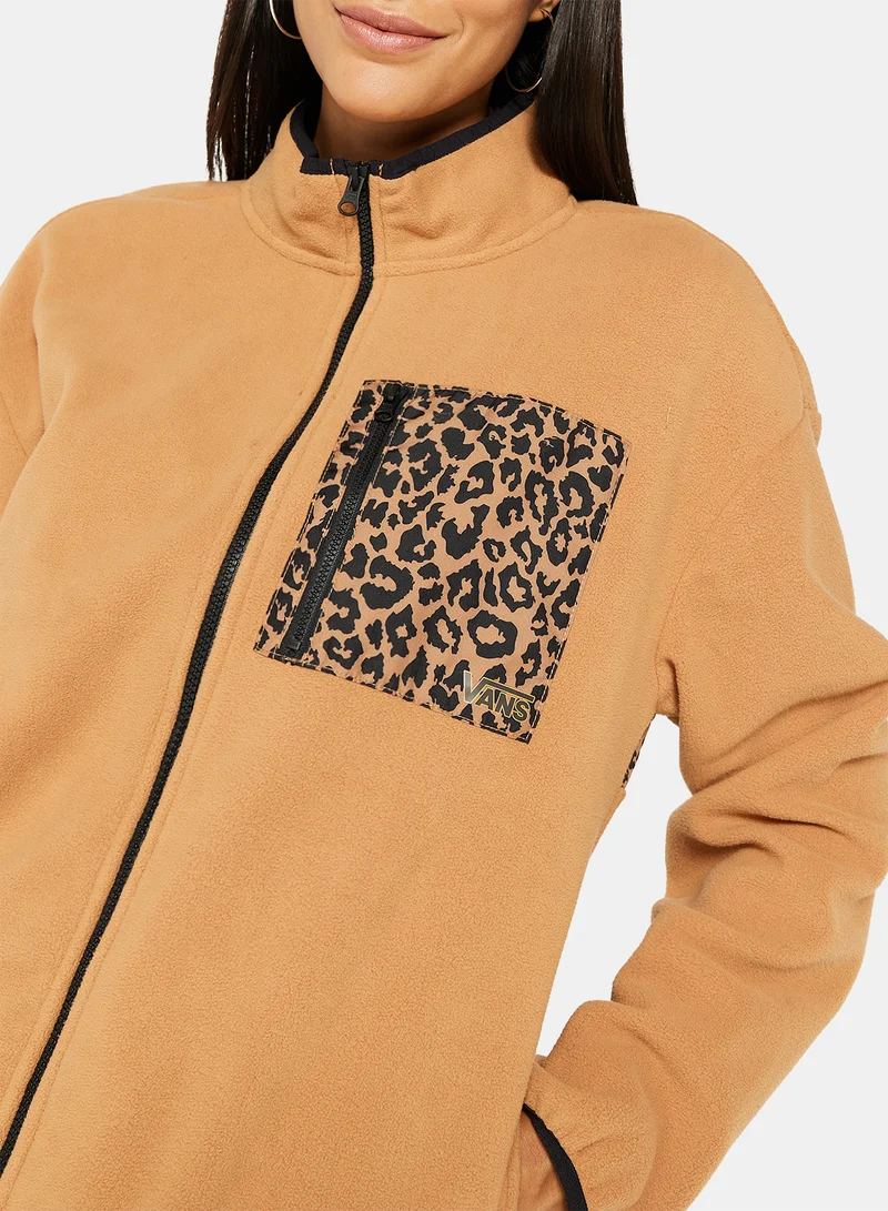 VANS Leopard Print Zipper Jacket Brown