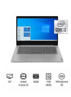IdeaPad 3 14IIL05 Laptop With 14" Full HD Display, Intel Core i3-1005G1 / 4GB RAM / 1TB HDD / Intel UHD Graphics/Windows 10 English/Arabic Platinum Grey