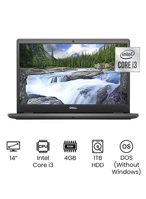 Latitude 3410 Laptop With 14-Inch Display, Core i3 Processor/4GB RAM/1TB HDD/Intel HD Graphics/DOS(Without windows)/ English Black