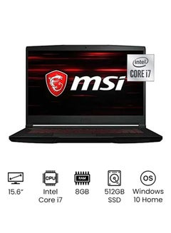 GF63 Thin 10SC Laptop With 15.6-Inch Display, Core i7-10750H Processor / 8GB RAM / 512GB SSD / 4GB NVIDIA GeForce GTX 1650 Max-Q Graphics / W10 Home / Arabic Black