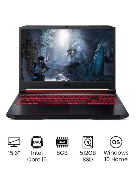 Nitro 5 AN515 Gaming Notebook With 15.6-Inch Display, Core i5-10300H Processor/8GB RAM/512GB SSD/4GB NVIDIA GeForce GTX 1650 Ti Graphics And Nitro Gaming Mouse + Gaming Headset + Gaming Mousepad + ACER Monitor VG240Y /International Version English Black