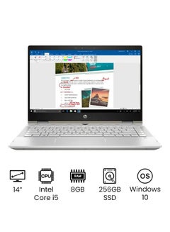 HP Pavilion x360 2-In-1 Convertible (Upgraded Version) Laptop With 14-Inch Display, Core i5 Processor/8GB RAM/256GB SSD/Intel UHD Graphics 620 /International Version English Black/Silver  - Image 1