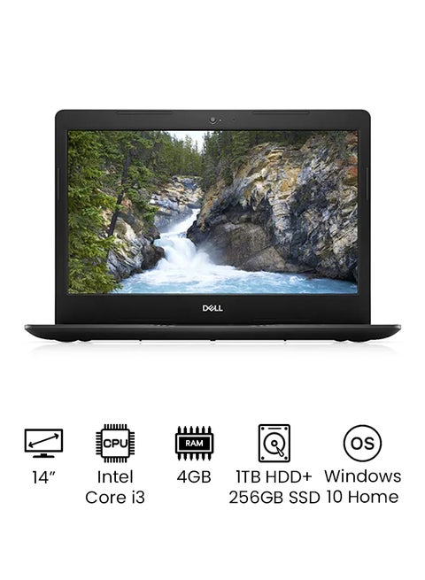 Vostro 3491 Laptop With 14-Inch Display, Core i3-1005G1 Processor/4GB RAM/1TB HDD + 256GB SSD/Intel UHD Graphics/International Version Black
