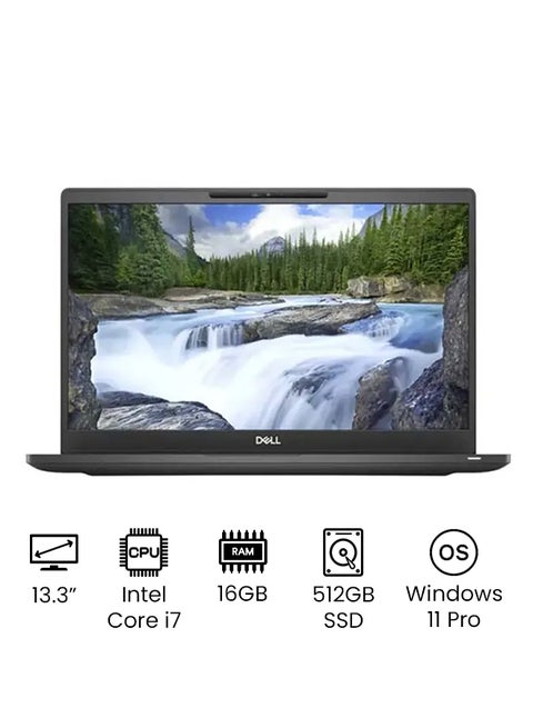 Latitude 7300 Business and Professional Laptop With 13.3 Inch Full HD Display, Core_i7 8665U Processer/16GB DDR4 RAM/512GB SSD/Intel UHD Graphics/Windows 11 Pro/ /International Version/ English/Arabic Black