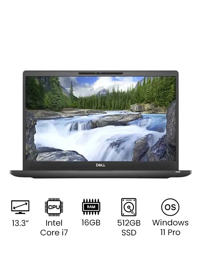 Latitude 7300 Business and Professional Laptop With 13.3 Inch Full HD Display, Core_i7 8665U Processer/16GB DDR4 RAM/512GB SSD/Intel UHD Graphics/Windows 11 Pro/ /International Version/ English/Arabic Black