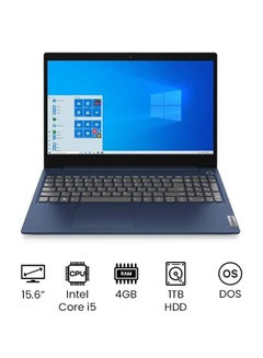 IdeaPad L3 (Upgraded Version) Laptop With 15.6-Inch Display, Core i5 10210U Processor/4GB RAM/1TB HDD/Intel UHD Graphics/DOS (Without Windows)/International Version English Abyss Blue