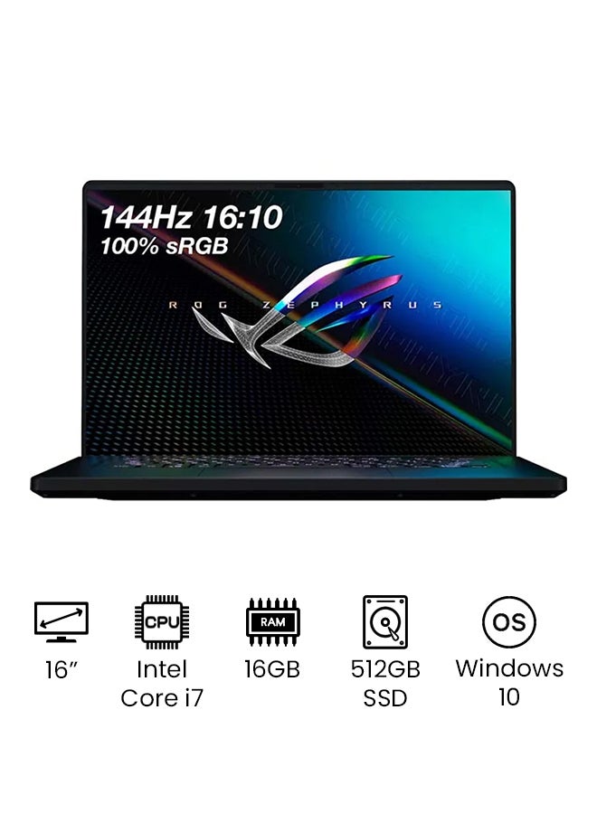 ASUS - ROG Zephyrus M16 Gaming Laptop With 16-Inch Display, Core i7-11800H Processer/16GB RAM/512GB SSD/4GB Nvidia GeForce RTX 3050Ti Graphics Card /International Version English Black - Image 1
