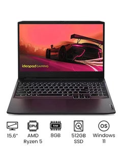 IdeaPad Gaming 3 15ACH6 (Upgraded Version) Laptop 15.6 Inch FHD AMD Ryzen 5 5600H 8GB RAM 512GB SSD 4GB NVIDIA GeForce GTX 1650 Windows 11 /International Version English/Arabic Shadow Black