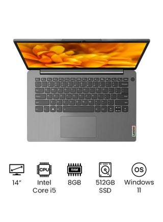 IdeaPad 3 14ITL6 (Upgraded Version) Laptop With 14-Inch FHD Display, Core i5-1135G7 Processor / 8GB RAM / 512GB SSD / Integrated Intel Iris Xe Graphics / Win11 Home /International Version English/Arabic Arctic Grey - v1656599531/N52533608A_1