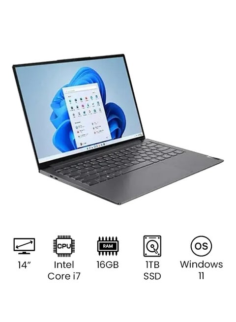 IdeaPad Slim 7 Pro Laptop With 14 inch 2.8K IPS Touch Display, Core i7-11370H Processor/16GB RAM/1TB SSD/Intel Iris Xe Graphics /International Version English Grey