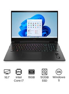 OMEN 16-B0004TX Gaming (Upgraded Version) Laptop With 16.1-Inch FHD Display, Core i7-11800H Processer/16GB RAM/512GB SSD/4GB Nvidia GeForce RTX 3050Ti Graphics Card English Black