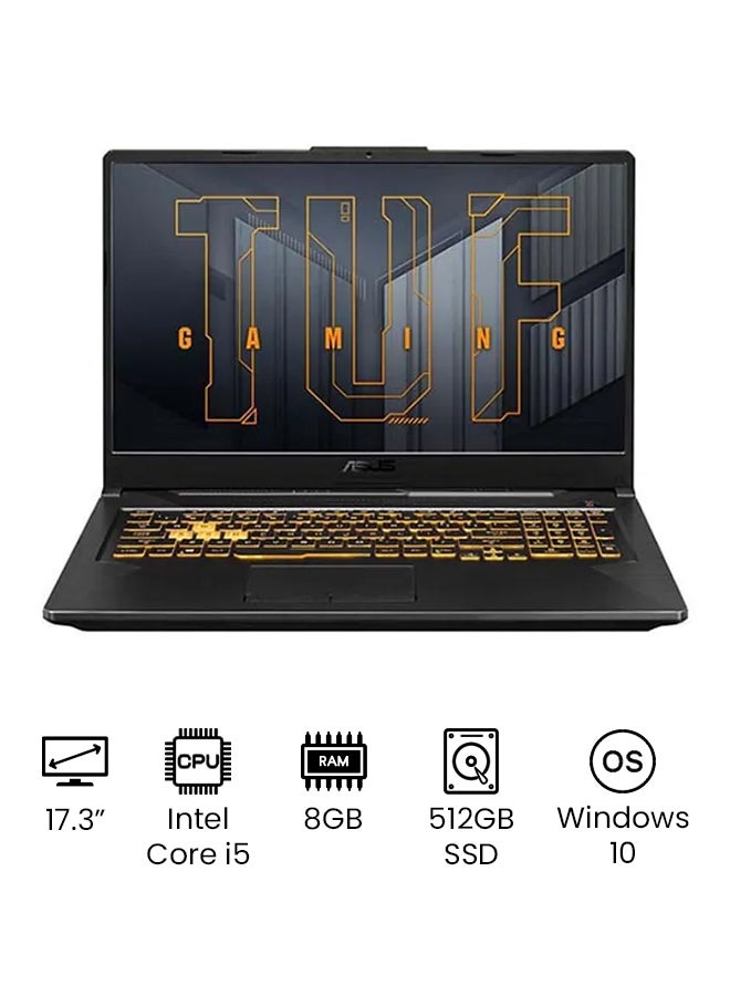 ASUS - TUF F17 FX706HE Gaming Laptop With 17.3-Inch FHD Display, Core i5-11260H Processer/8GB RAM/512GB SSD/4GB Nvidia GeForce RTX 3050Ti Graphics Card English Black - Image 1