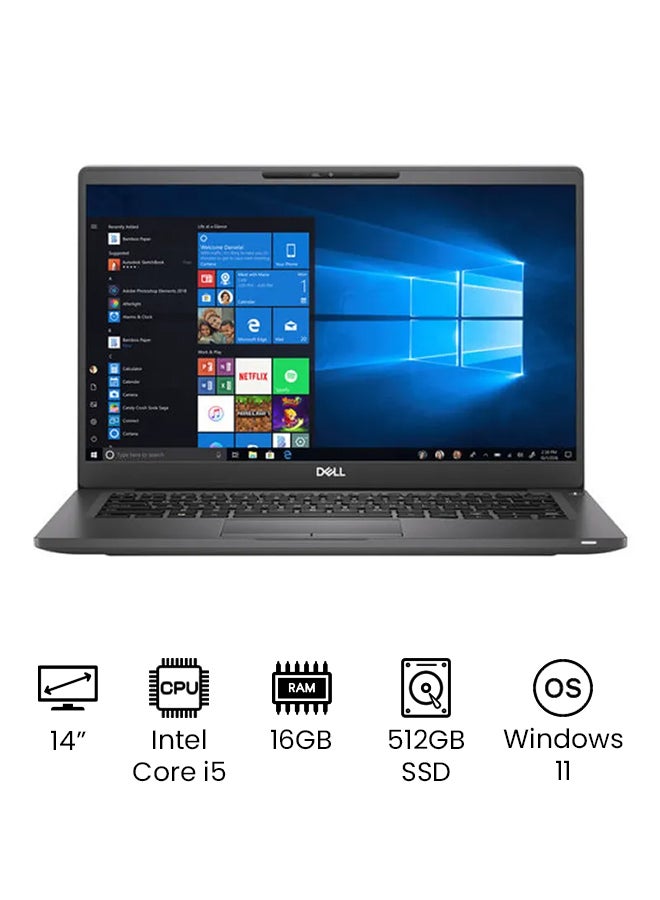 Latitude 7400 Business And Professional Laptop With 14-Inch Touchscreen FHD Display, Corei5-8365U Processor/16GB RAM DDR4/512GB SSD/Intel UHD Graphics 620/Windows 11/International Version English black