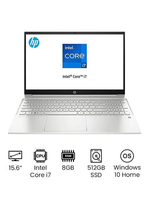 لابتوب بافيليون ‏‎15-eg0028ne بشاشة مقاس 15.6 بوصة بدقة كاملة الوضوح ومعالج كور i7/ ذاكرة رام سعة 8 جيجابايت/ محرك أقراص SSD سعة 512 جيجابايت/ بطاقة رسومات إنتل أيريس XE/ إصدار عالمي الإنجليزية/العربية فضي