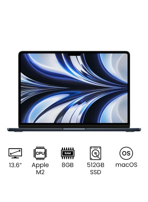 MacBook Air 13.6-Inch Display,Apple M2 Chip with 8-Core CPU And 10-Core GPU, 512GB SSD/Intel UHD Graphics English Midnight