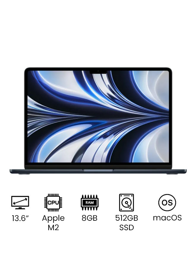 Apple MacBook Air 13.6-Inch Display,Apple M2 Chip with 8-Core CPU And 10-Core GPU, 512GB SSD/Intel UHD Graphics English Midnight  - Image 1