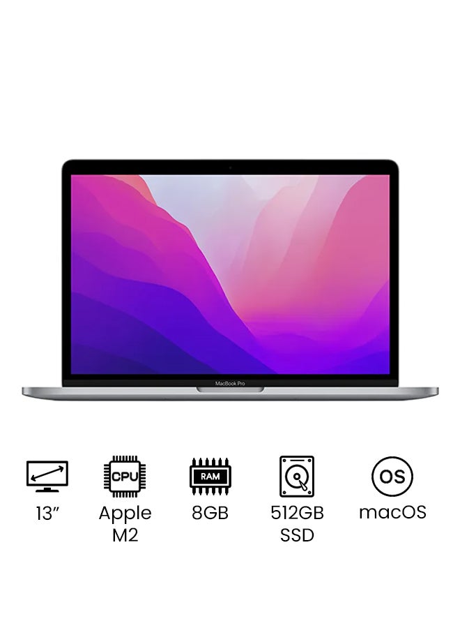Apple - MacBook Pro MNEJ3 13-Inch Display : Apple M2 chip with 8-core CPU and 10-core GPU, 512GB SSD- English Arabic Keyboard Space Grey - Image 1