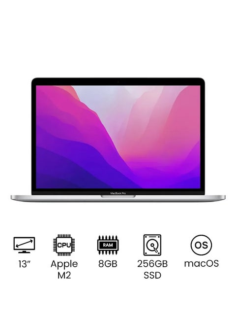 MacBook Pro MNEP3 13-Inch Display : Apple M2 chip with 8-core CPU and 10-core GPU, 256GB SSD- English Arabic Keyboard Silver