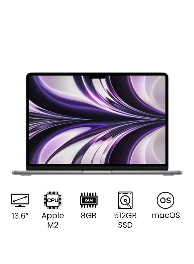 MacBook Air 13.6-Inch Display,Apple M2 Chip with 8-Core CPU And 10-Core GPU, 512GB SSD/Intel UHD Graphics English Space Grey