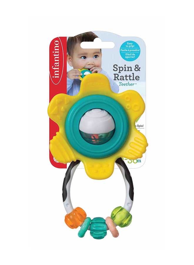 infantino - Spin And Rattle Realistic Look Soothing Baby Teether BPA Free, Multicolour - IN216314 - Image 1