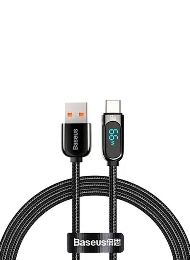 Baseus USB to Type C 66W Digital Display Fast Charging Data Cable 6A 1m Black - Image 1