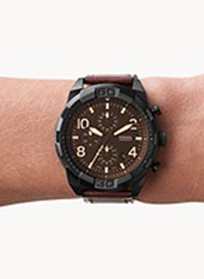 FOSSIL - Men's Leather Chronograph Buckle Watch FS5875 - Image 1