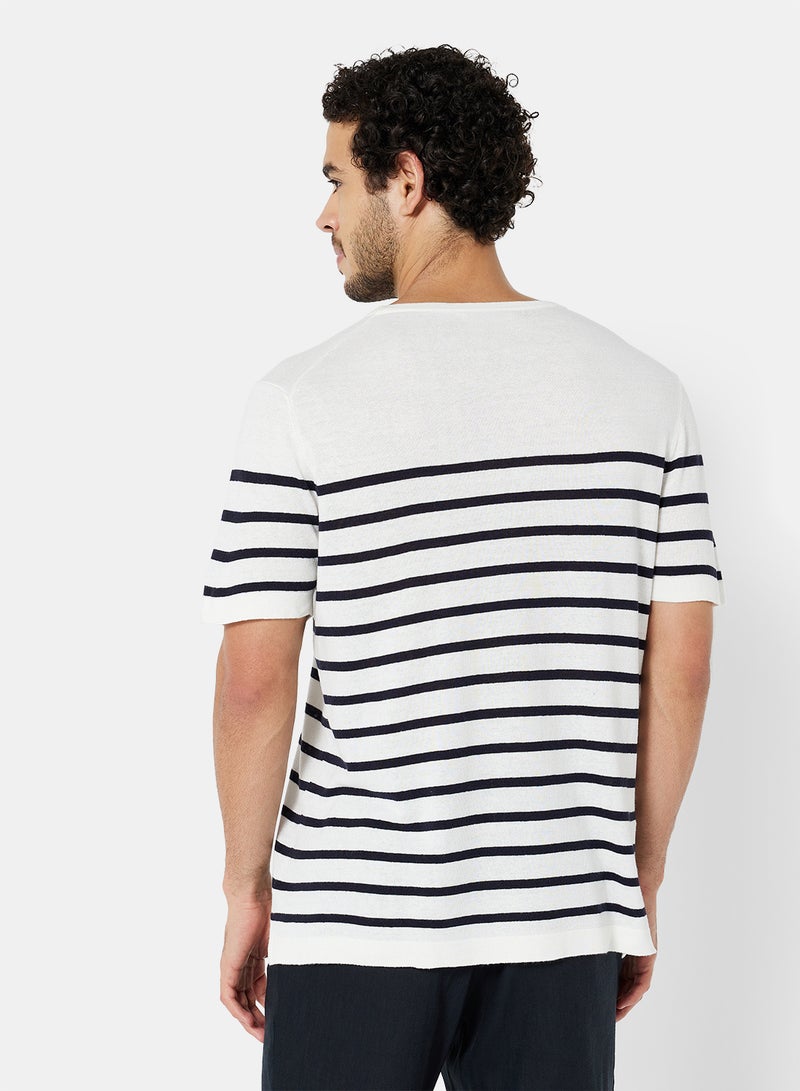 MANGO Striped T-Shirt White - Image 2