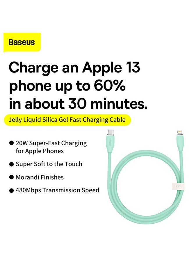 Baseus iPhone Charger Cable 1.2m USB C to Lightning Cable Fast Charging Power Delivery PD 20W iPhone Cable for iPhone 14/14 Pro/14 Plus/14 Pro Max, iPad Pro, iPhone 8-13 All Series Green  - Image 2