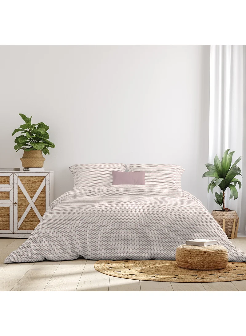 Noon East Duvet Cover Set With Pillow Cover 50X75 Cm, Comforter - For King/Super King Size Mattress - 100% Cotton Percale - Sleep Well Lightweight And Warm Bed Linen Pink/Grey