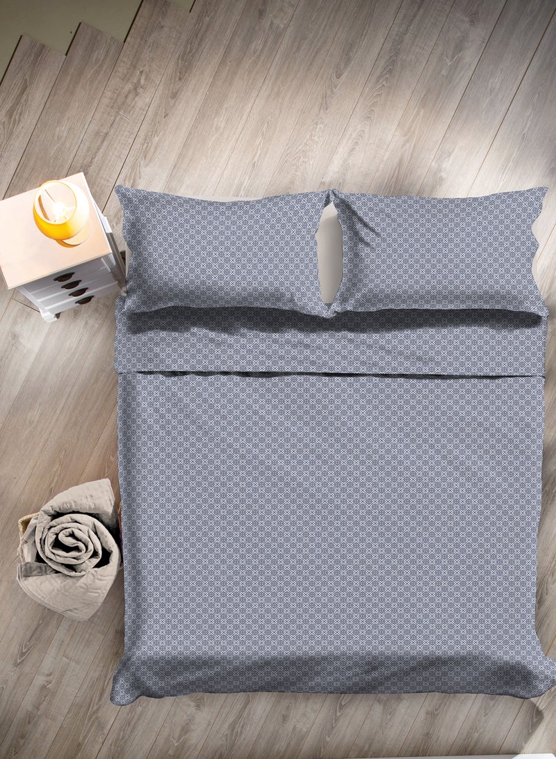 Amal - Duvet Cover Set - With 1 Duvet Cover And 2 Pillow Cover 50X75 Cm -  For Double Size Mattress - 100% Cotton Percale - 144 Thread Count Cotton Grey 160x200cm - Image 1