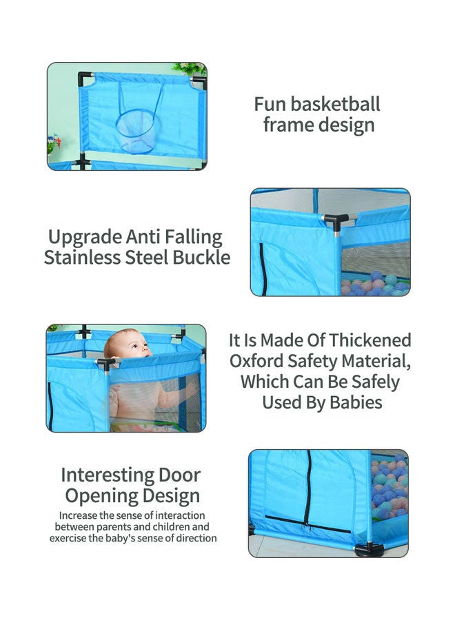 Kidle Baby Safety Fence Playpen With 30 Ocean Ball Basketball Hoops  - Image 3