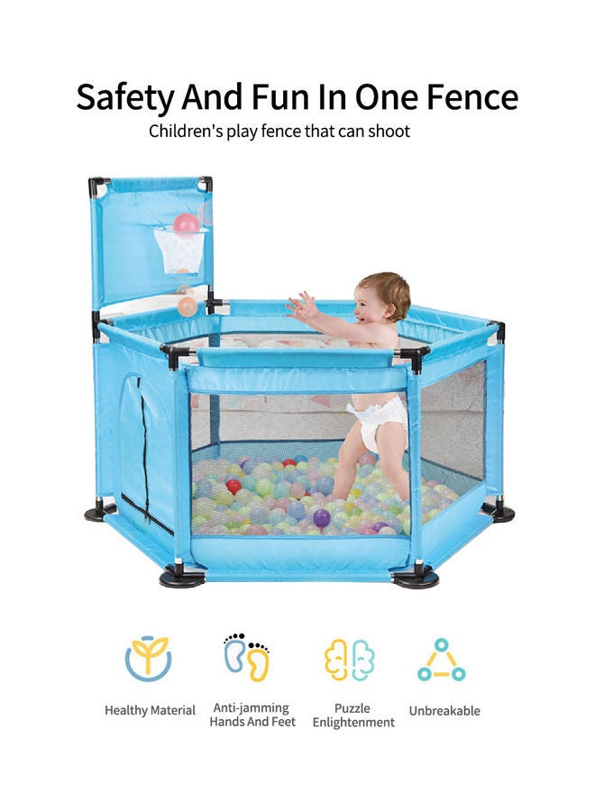 Kidle Baby Safety Fence Playpen With 30 Ocean Ball Basketball Hoops  - Image 2