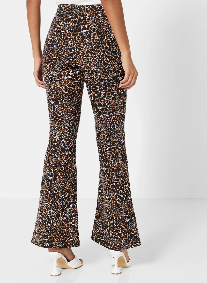 ONLY All-Over Print Flared Pants Cloud Dancer