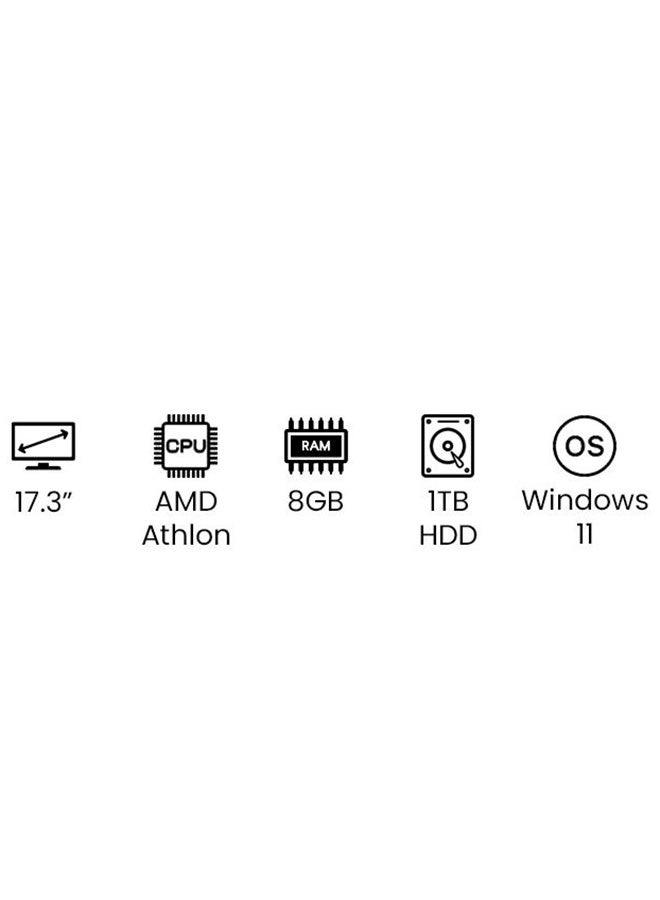 17-cp0196nr Laptop With 17.3-Inch HD+ Display, Athlon 3150U Processeor/8GB DDR4 RAM/1TB HDD/Intel UHD Graphics/Windows 11 /International Version English Solid Silver